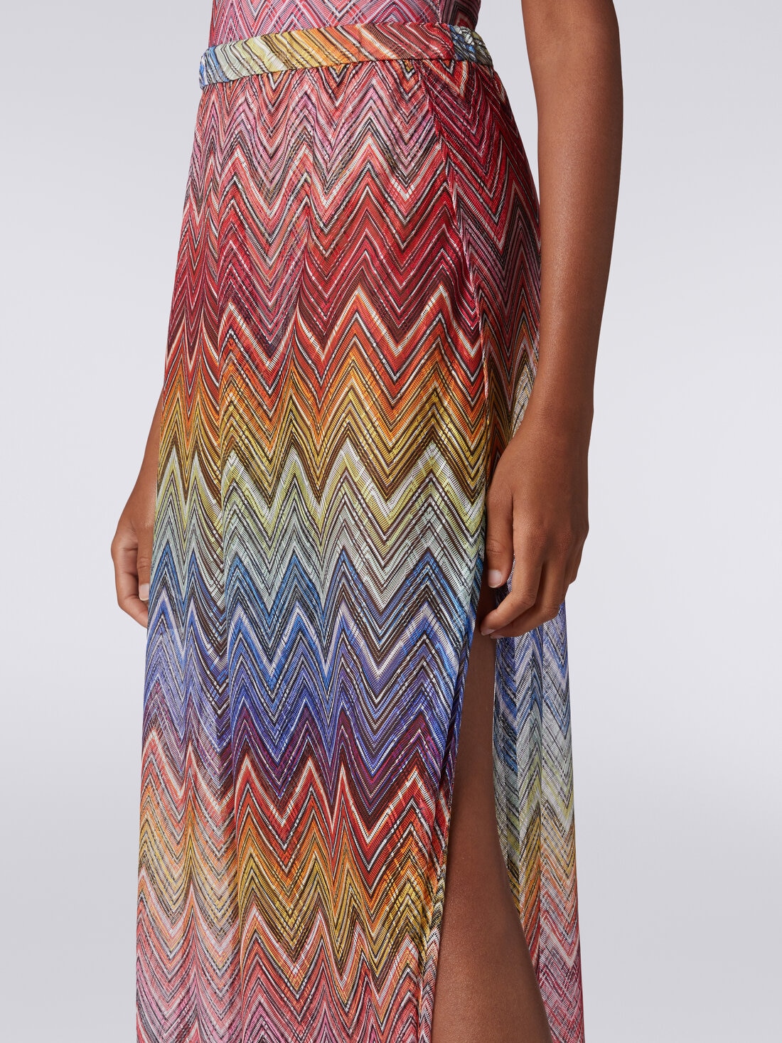 Cover up trousers in zigzag print fabric, Multicoloured  - MC23SI00BR00THS4157 - 4