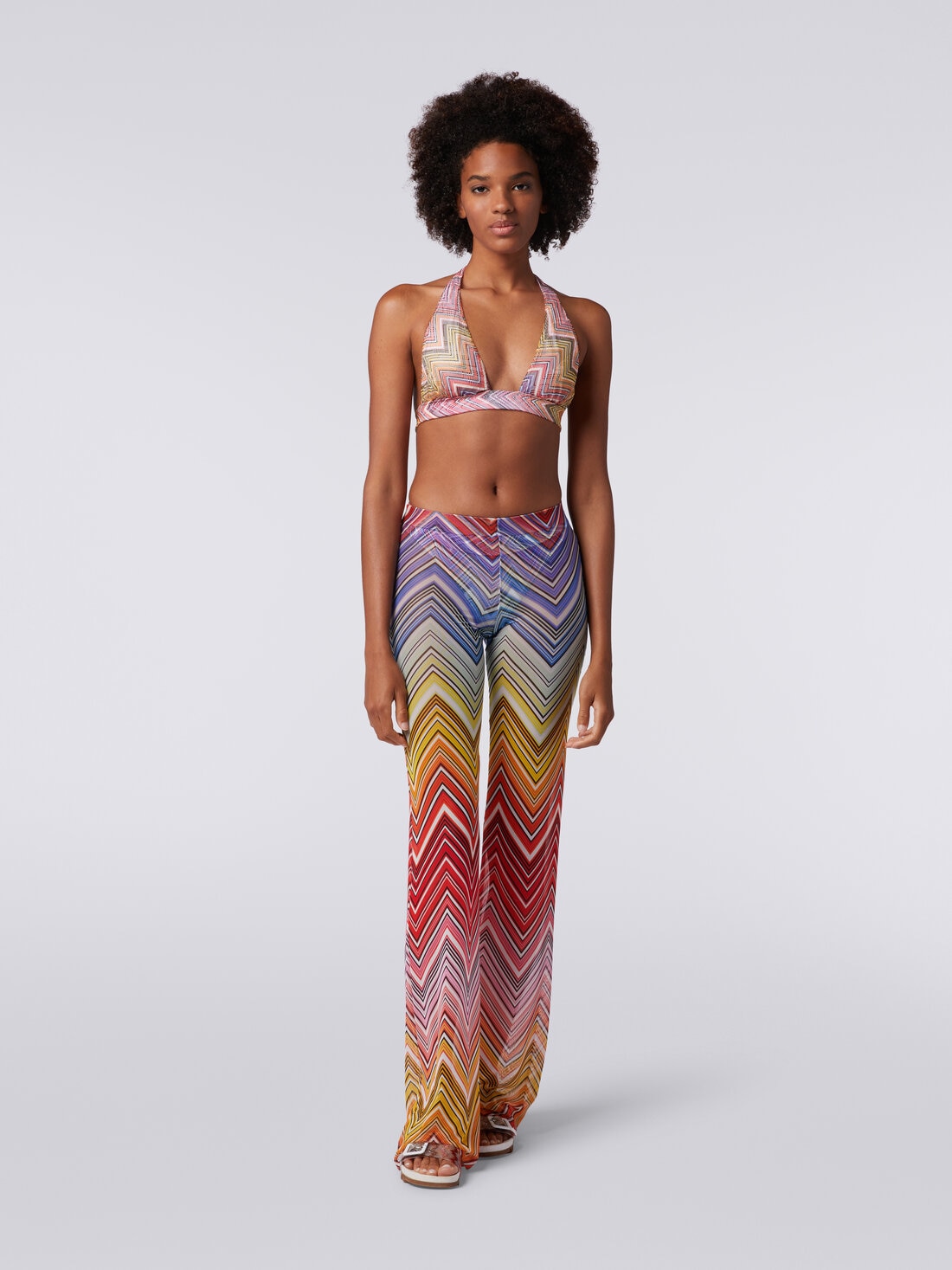 Pantalon de plage en tulle à imprimé zig zag, Multicolore  - MC23SI01BJ00HOS4157 - 1