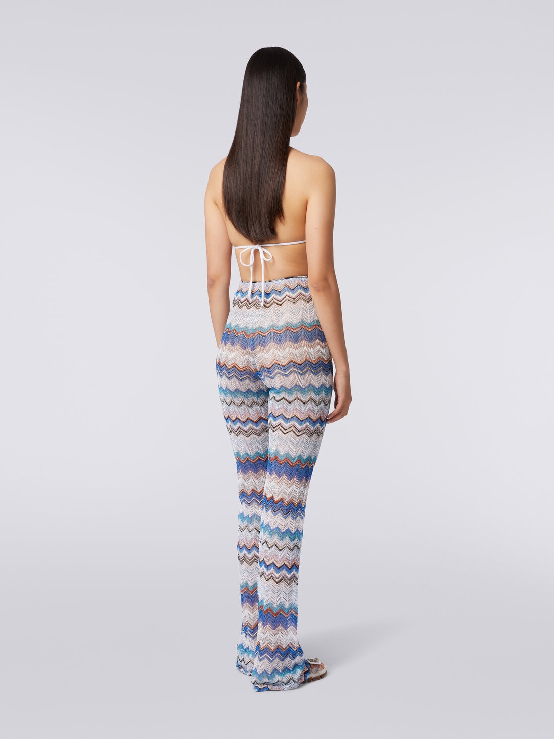 Cover up trousers in zigzag crochet with lurex, Multicoloured  - MC23SI01BT006VS72DX - 3