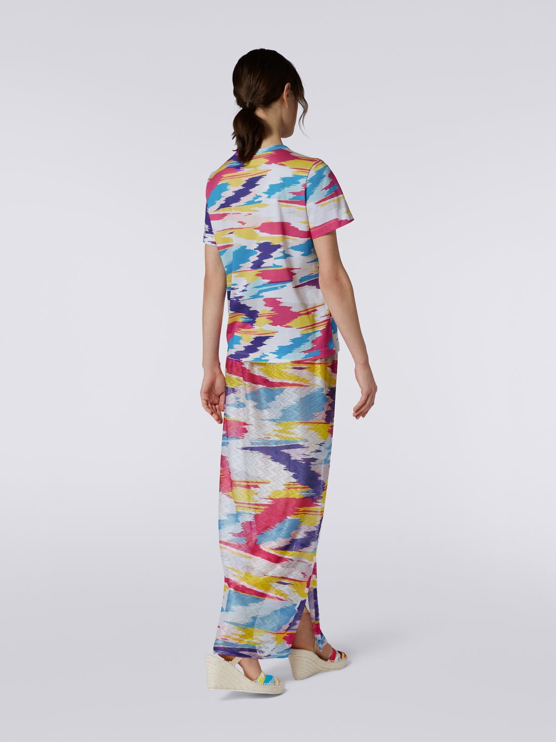 T-shirt girocollo in jersey di cotone fantasia, Multicolore  - 8051575730948 - 3