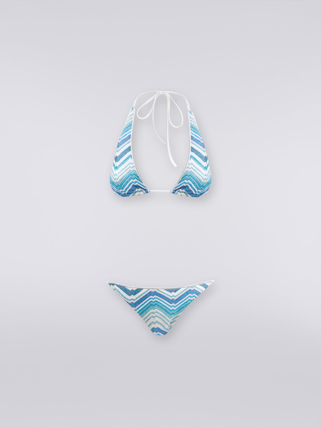 Viscose blend chevron bikini with lurex, Blue - MC23SP00BR00XKS72G5 - 0