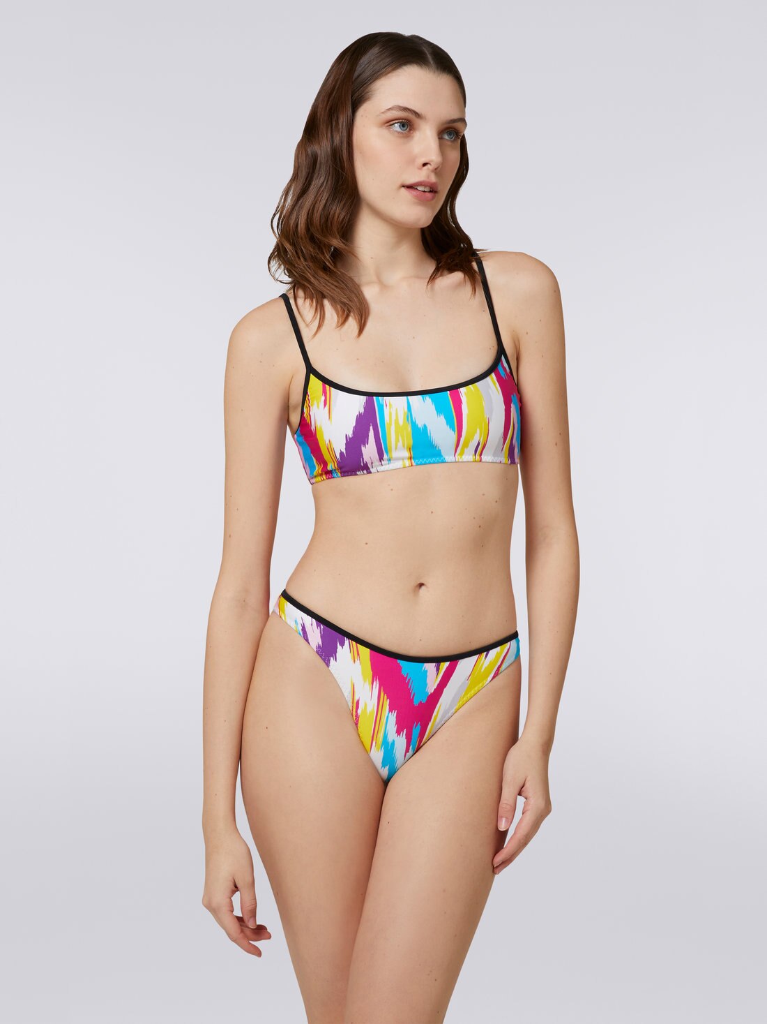 Nylon blend bikini with zigzag print, Multicoloured  - 8051575755903 - 1