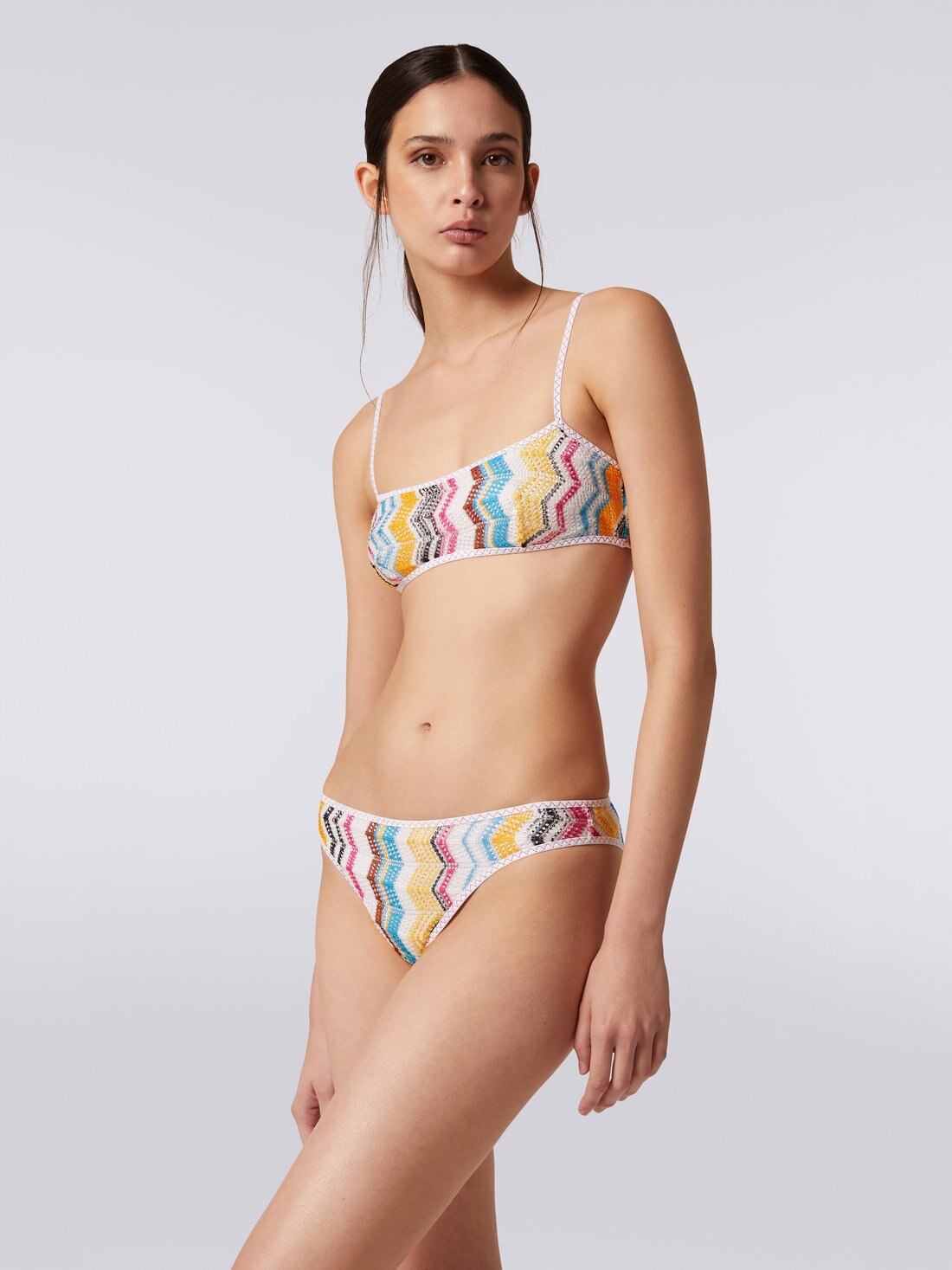 Crochet-effect viscose bikini Multicoloured