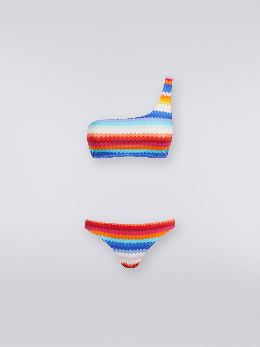 Missoni Bikini monospalla in nylon stretch stampa zig zag