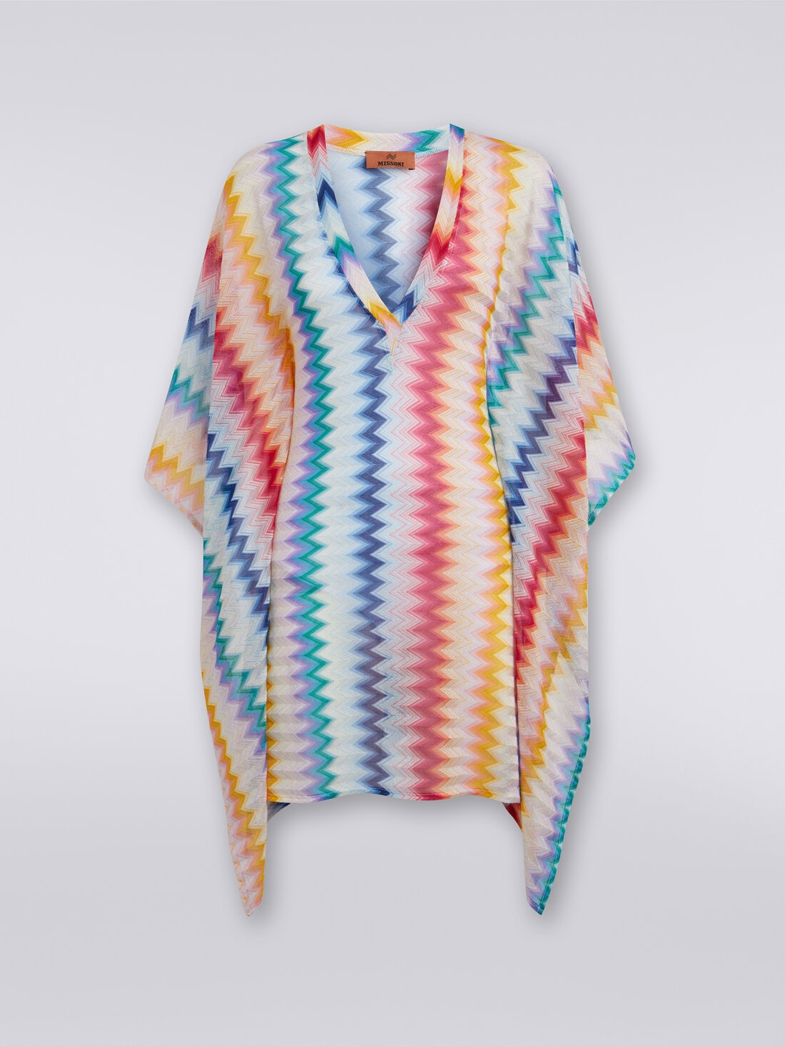 Missoni Caftano copricostume corto in viscosa zig zag con lurex