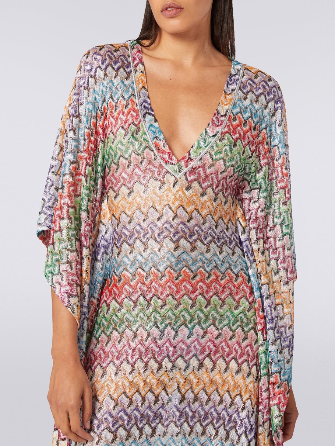 Caftan cache-maillot long en maille de viscose, Multicolore  - MC23SQ05BR00QJSM8YO - 4
