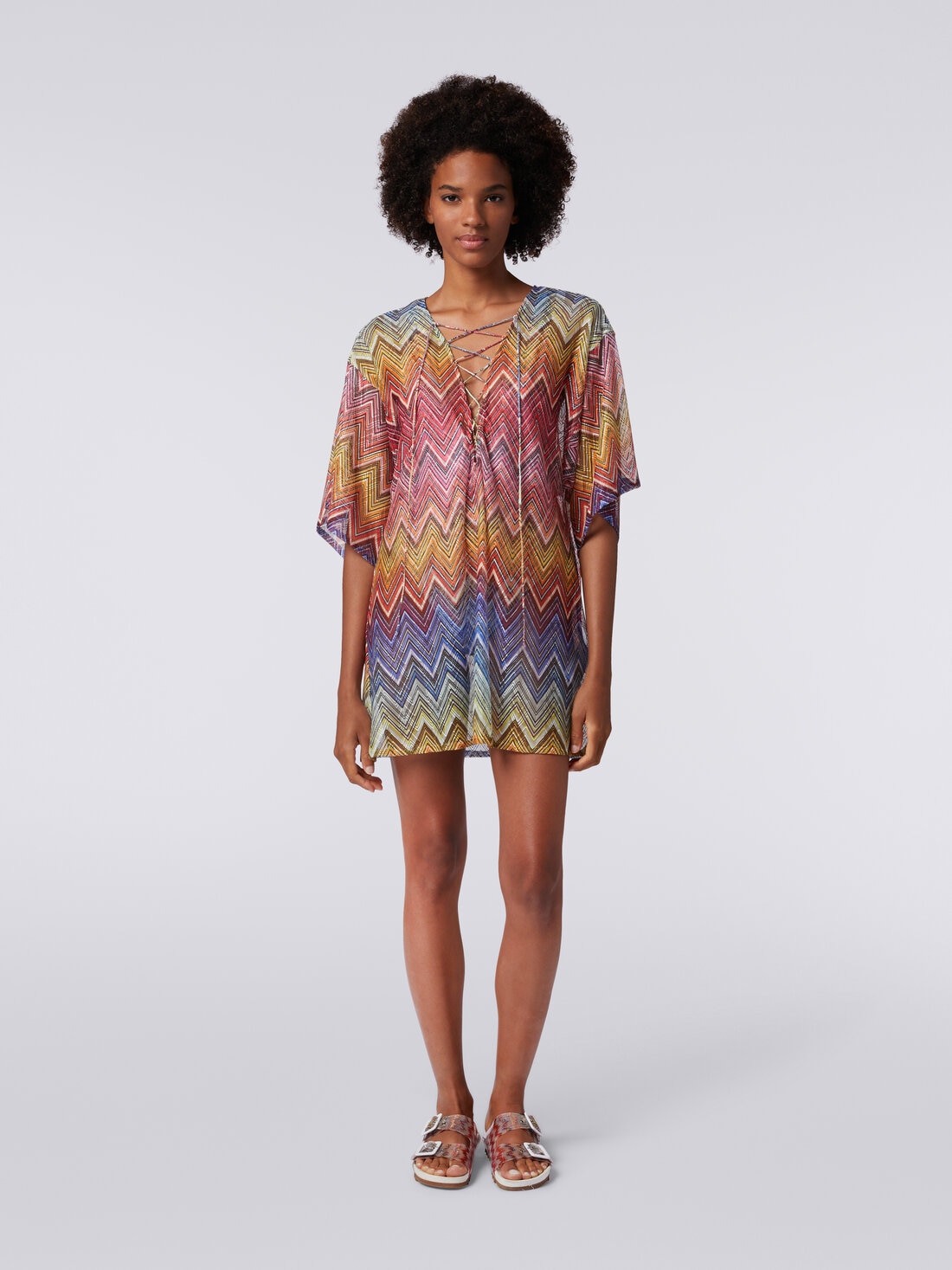 Short zigzag print cover up kaftan Multicoloured | Missoni