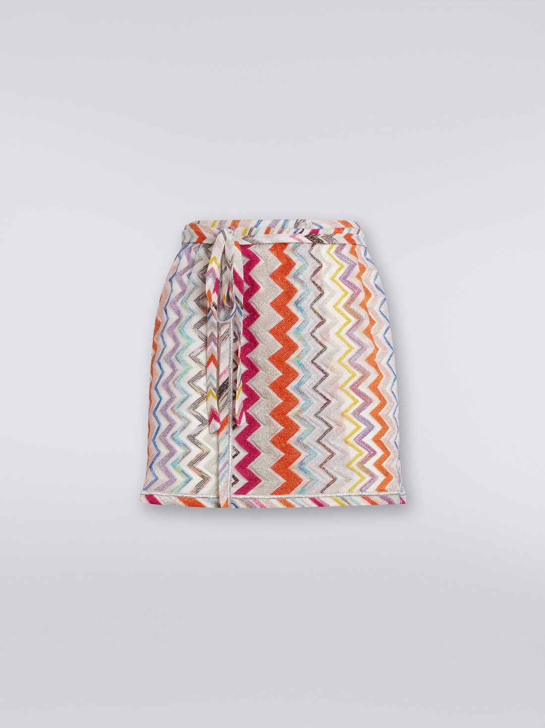 Zigzag wrap-around miniskirt with lurex, Multicoloured  - MC24SH01BR00XLSM9DA - 0