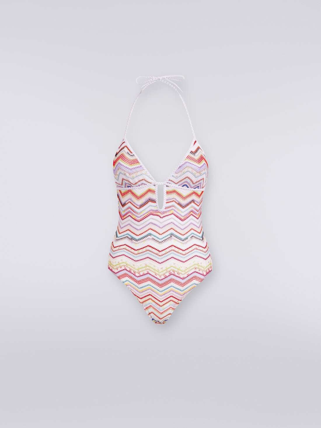 Maillot de bain une pièce en crochet à zig zag avec lurex, Multicolore  - MC24SP00BR00TISM99I - 0