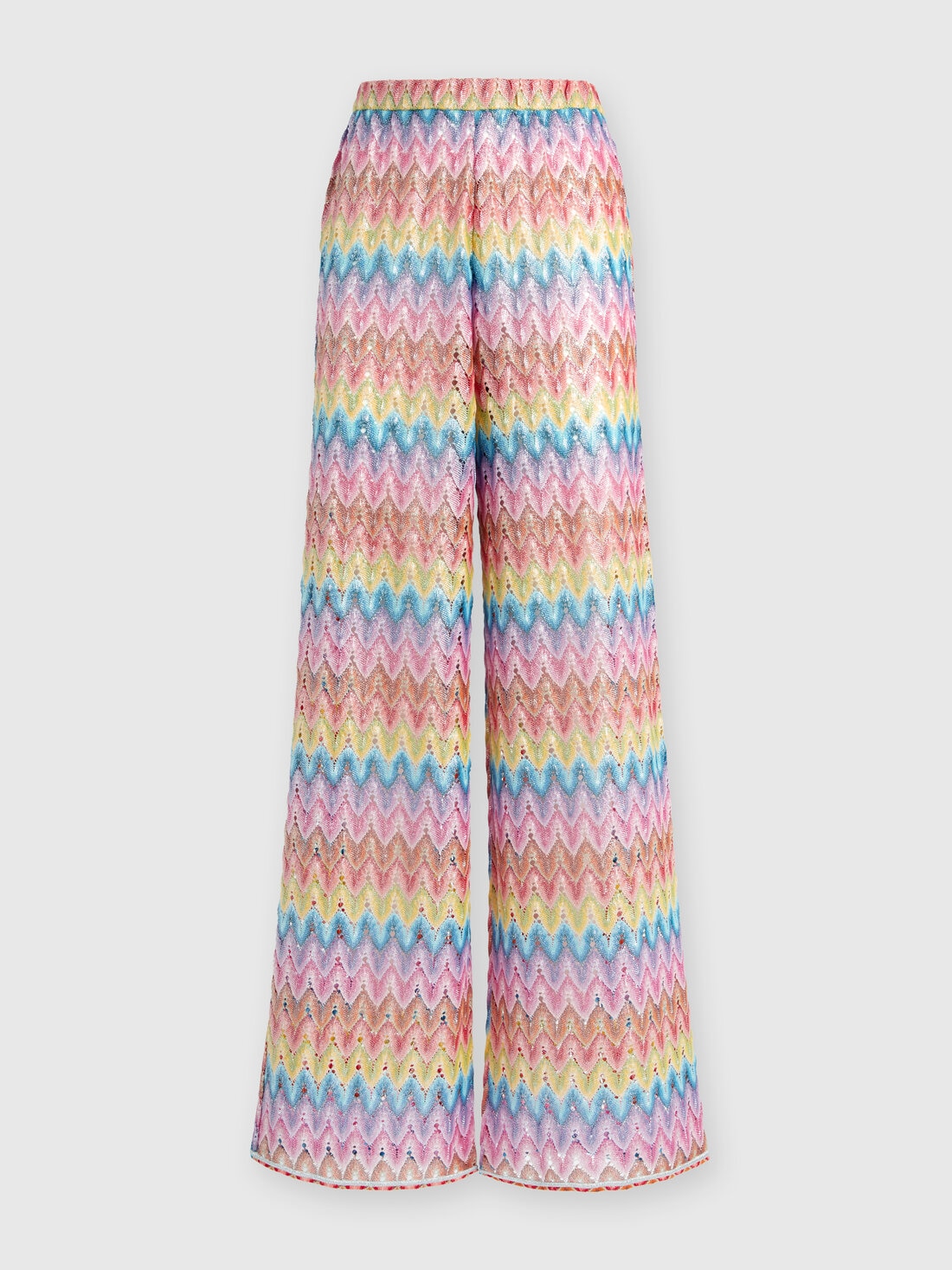 Coated cotton-blend lace trousers, Multicoloured  - MC24WI00BR00Z2SM9HB - 0