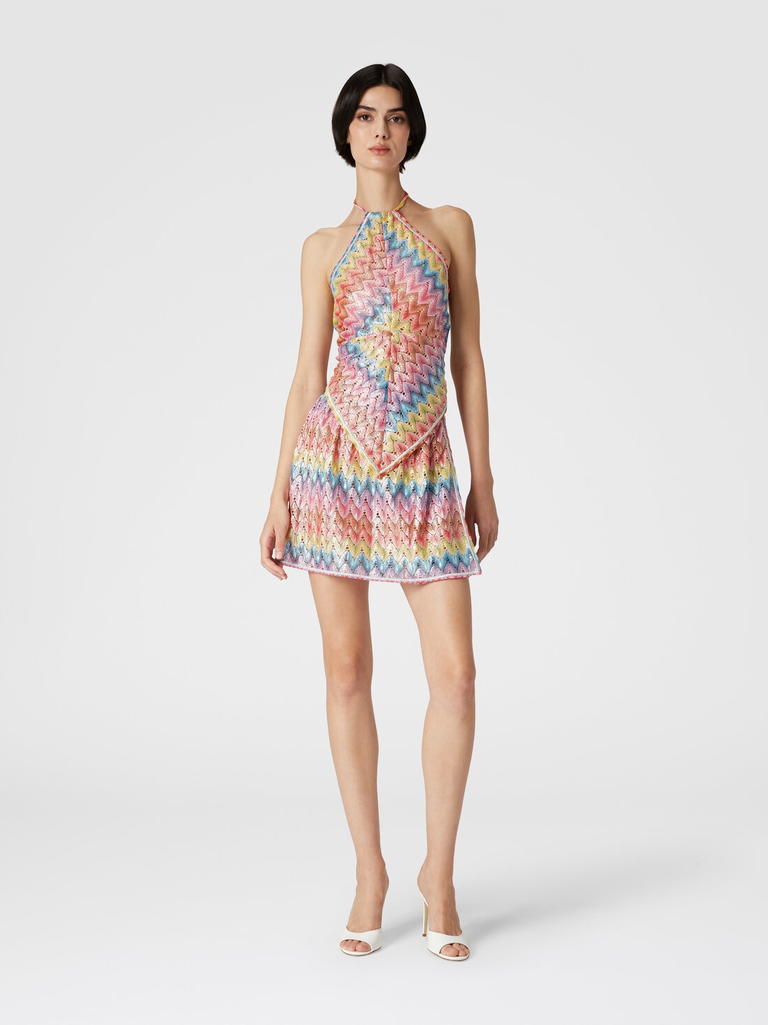 M Missoni Top a fazzoletto in pizzo di misto cotone spalmato