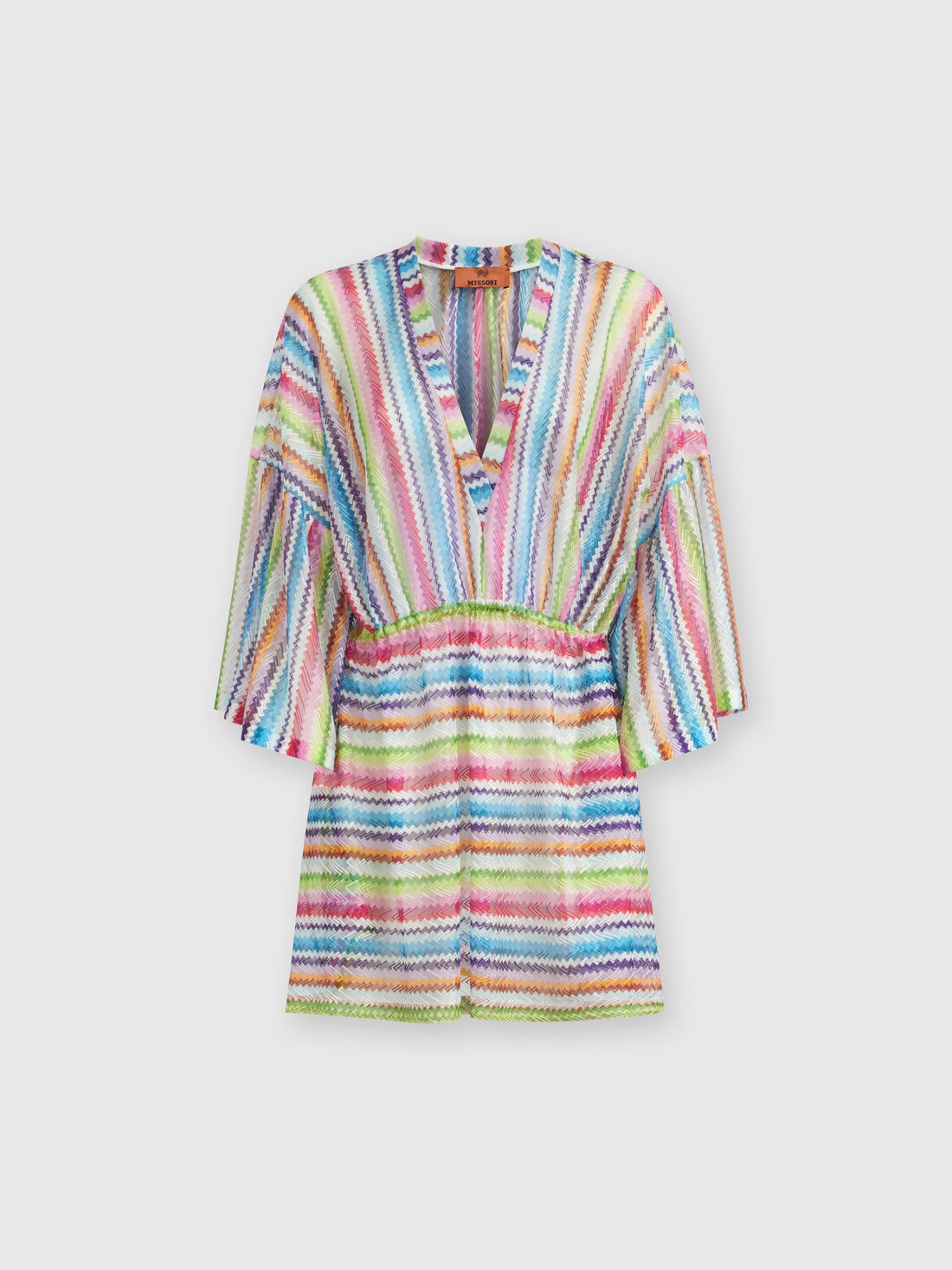 Kaftan short cover-up with zig zag print, Multicoloured  - MC24WQ00BR00Z4SM9HA - 0