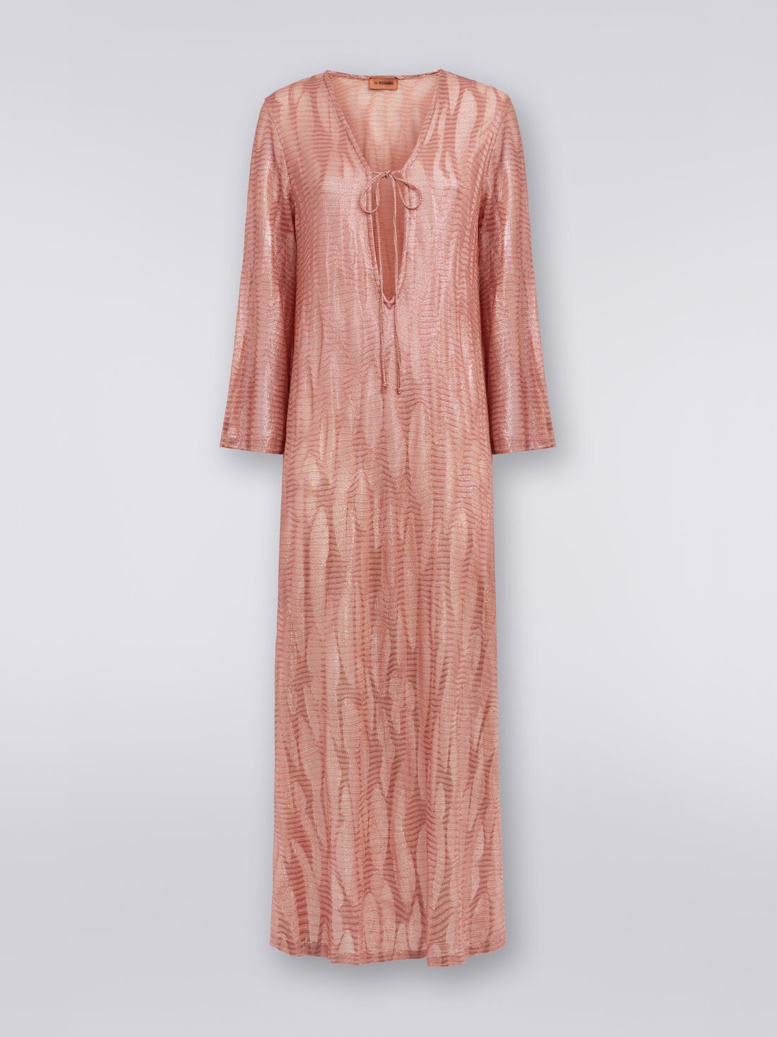 Caftan cache maillot long en viscose jacquard avec lacets Rose Missoni