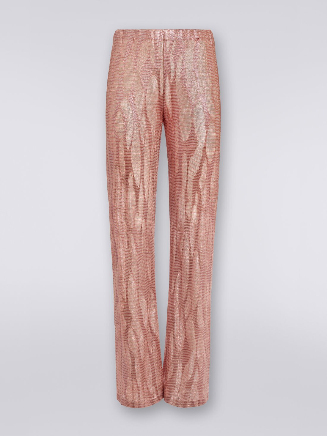 Straight trousers in jacquard viscose knit, Pink - MS22SI08BT006OS30CH - 0