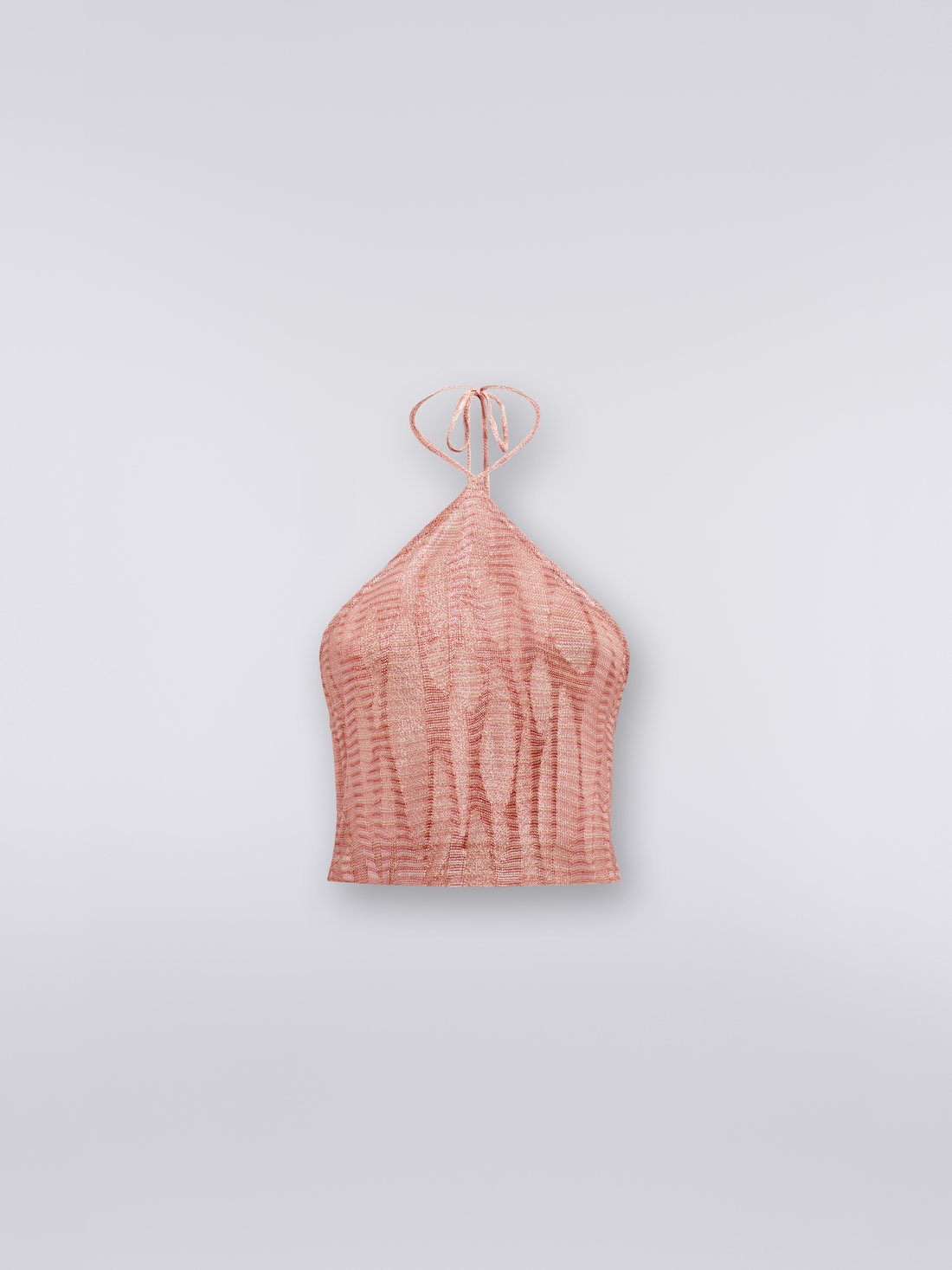 American neckline top in viscose knit, Pink - MS22SK08BT006OS30CH - 0