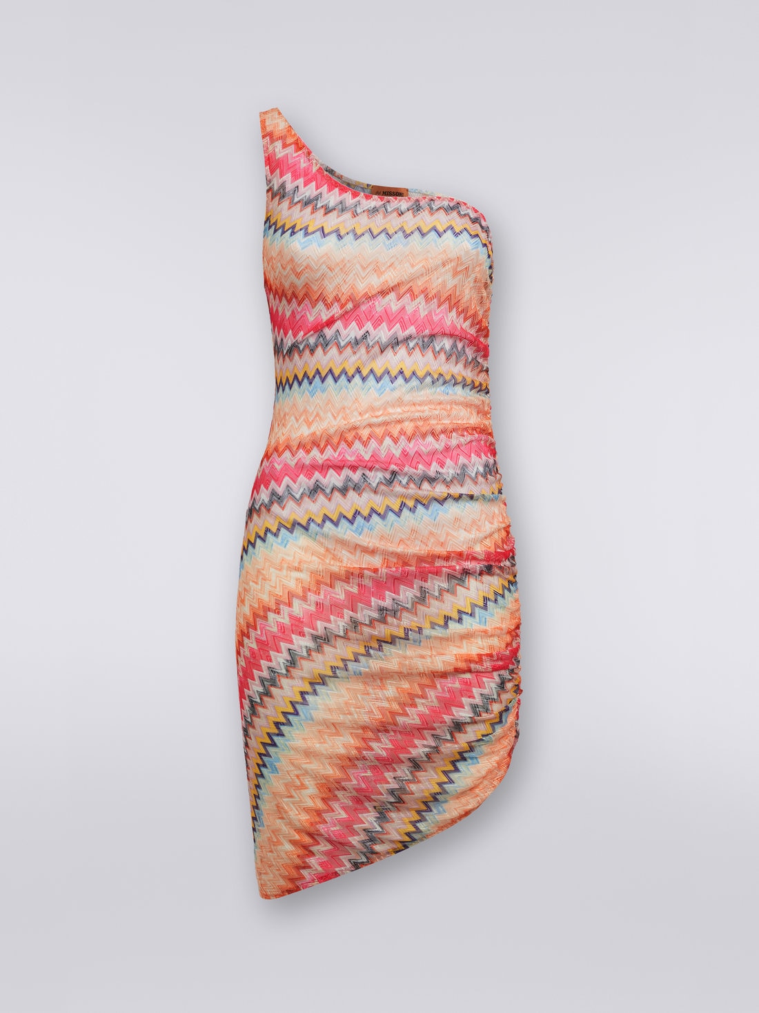 M Missoni Copricostume corto monospalla in tulle chevron