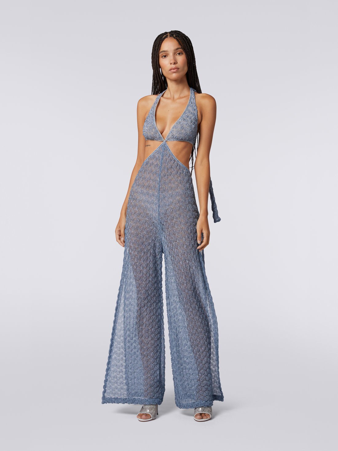 Cut out cover up with lamé Light Blue Lamé | Missoni