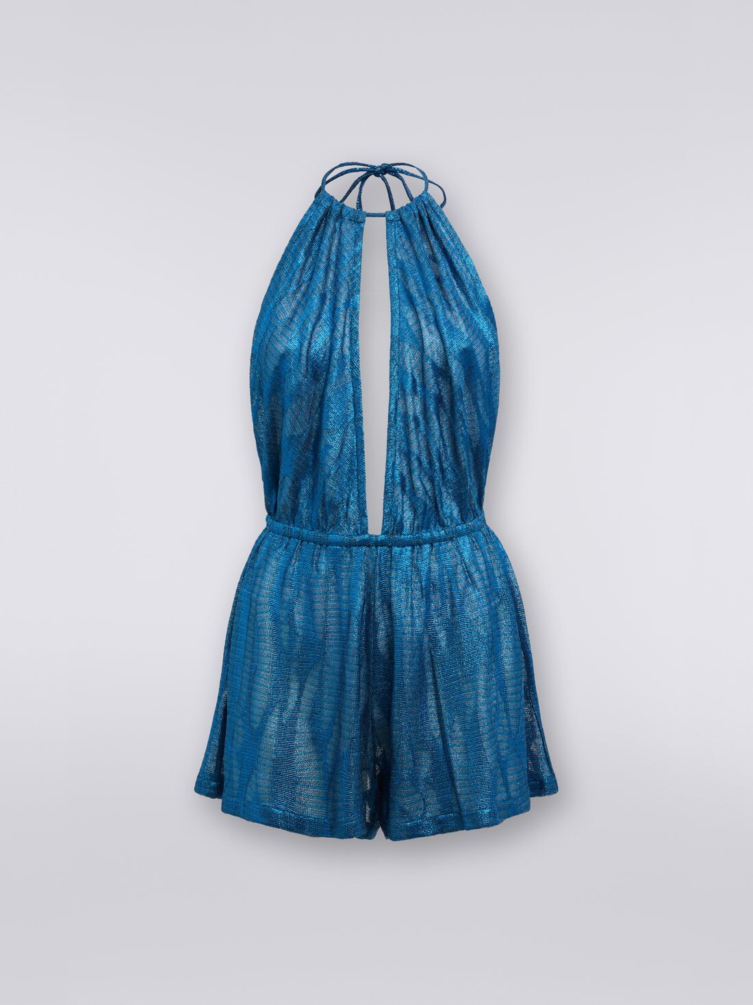 Short jacquard viscose knit jumpsuit Blue | Missoni