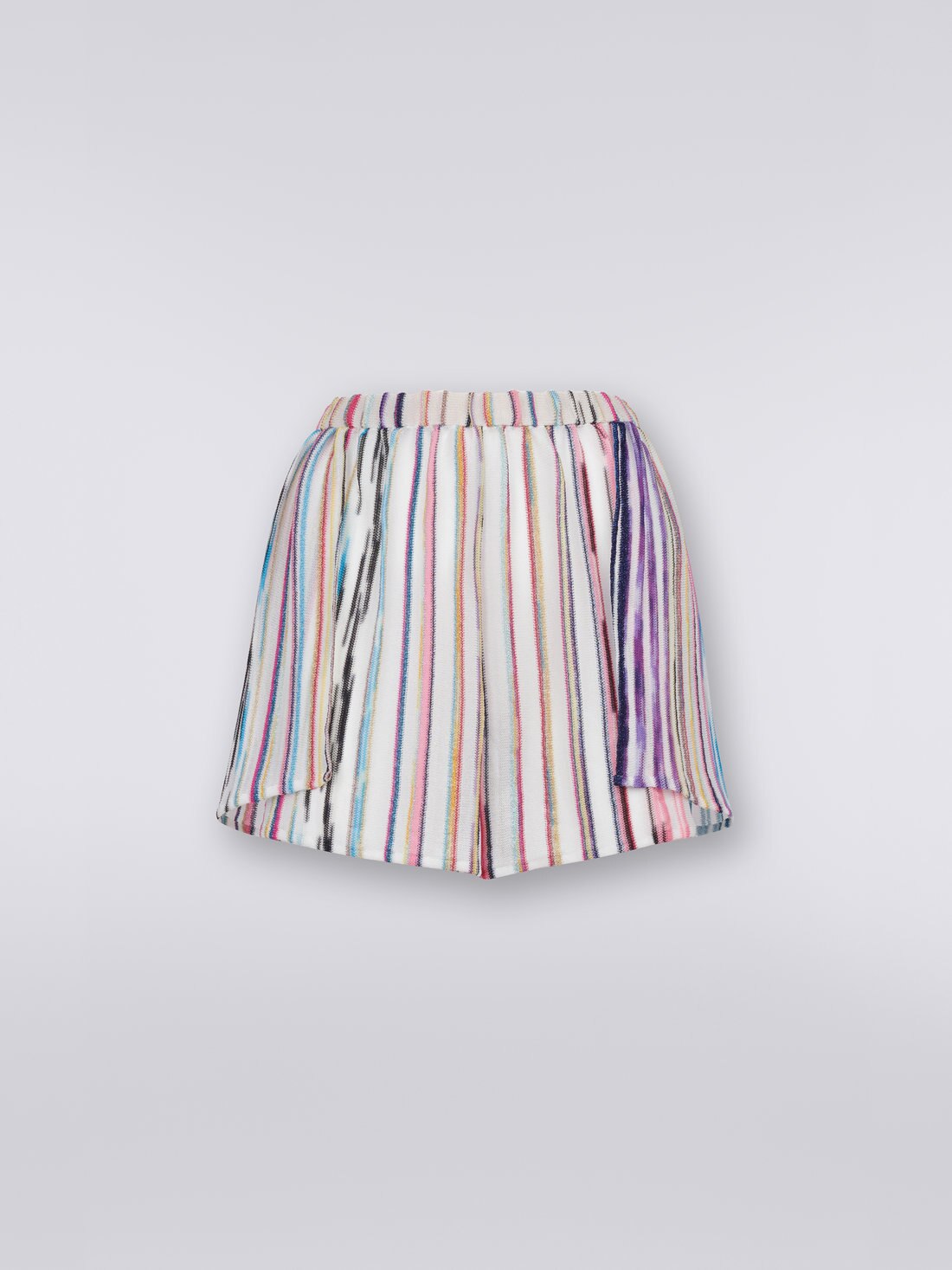Multicoloured vertical striped shorts with lamé, Multicoloured  - 8051575731723 - 0