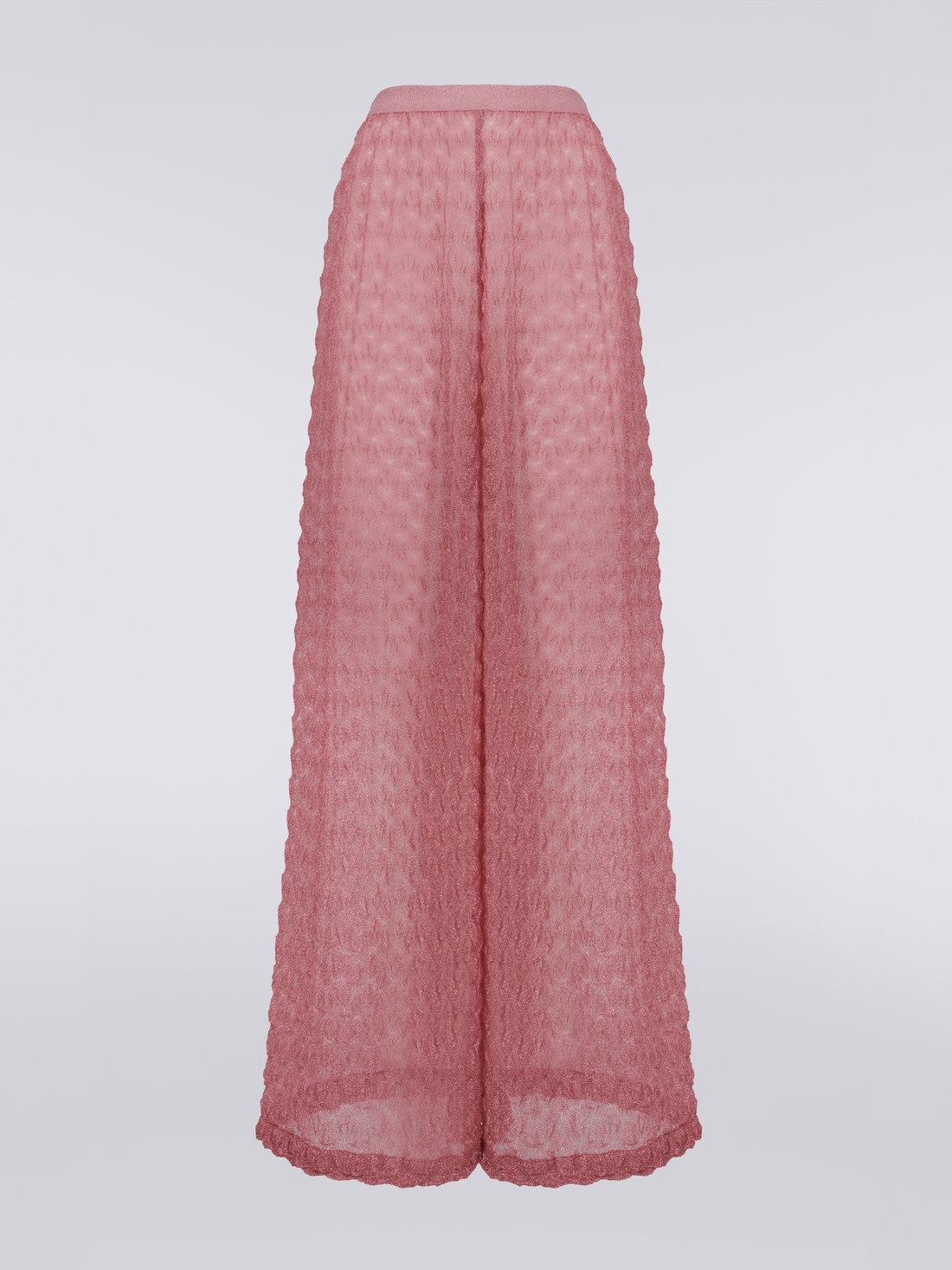 Viscose blend palazzo trousers with lamé, Pink Lamé - 8051575731860 - 0