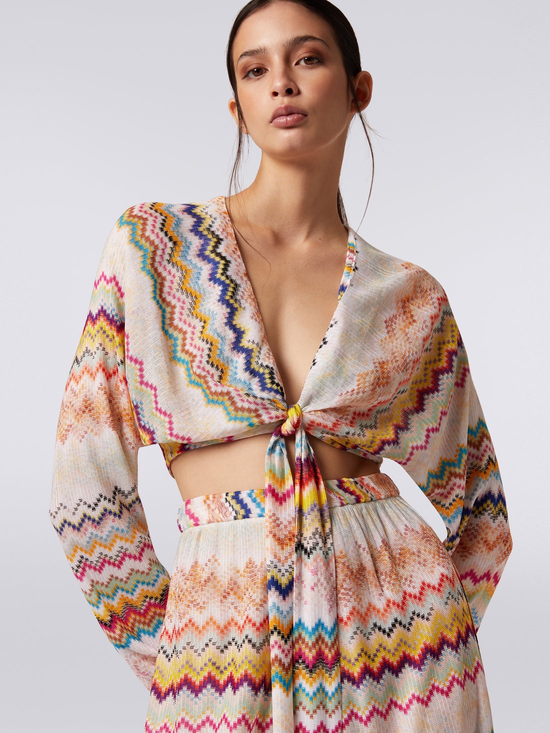 Blusa anudada de punto de viscosa con efecto 3D Multicolor Missoni