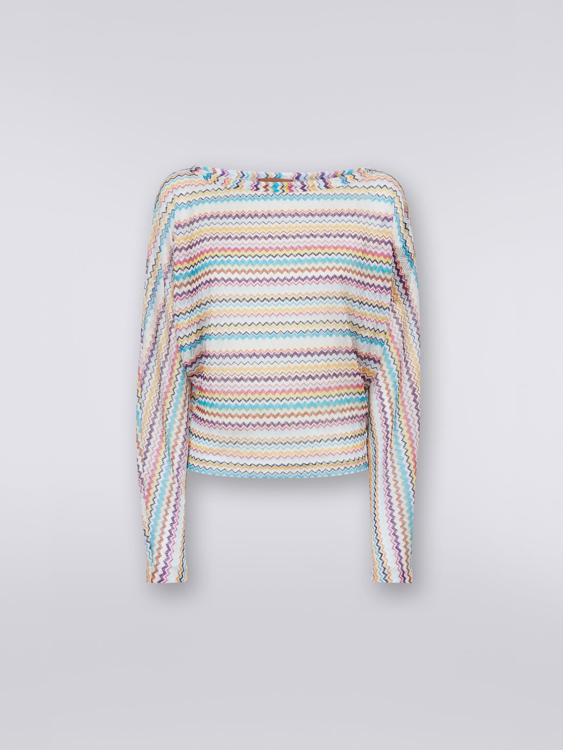 Bluse zum Überziehen am Strand mit Zickzackmuster und U-Boot-Ausschnitt, Mehrfarbig  - MS23SK0EBR00K4SM8NQ - 0