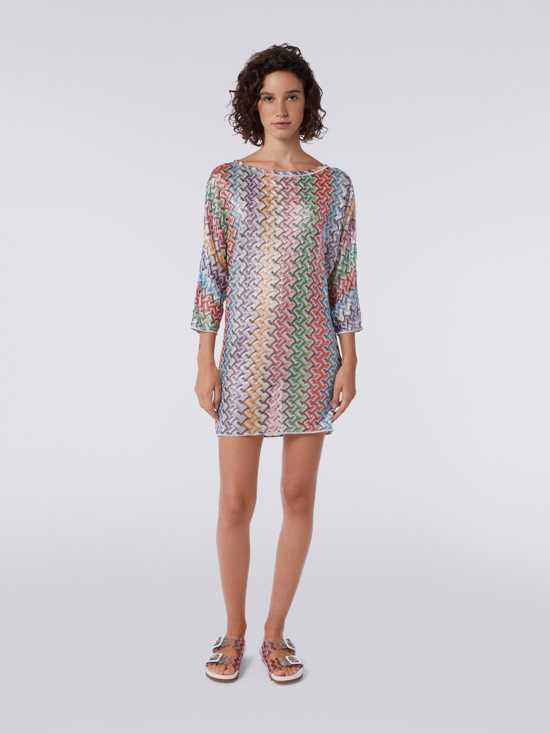 Viscose knit cover up dress, Multicoloured - MS23SK0EBR00QJSM8YO - 1