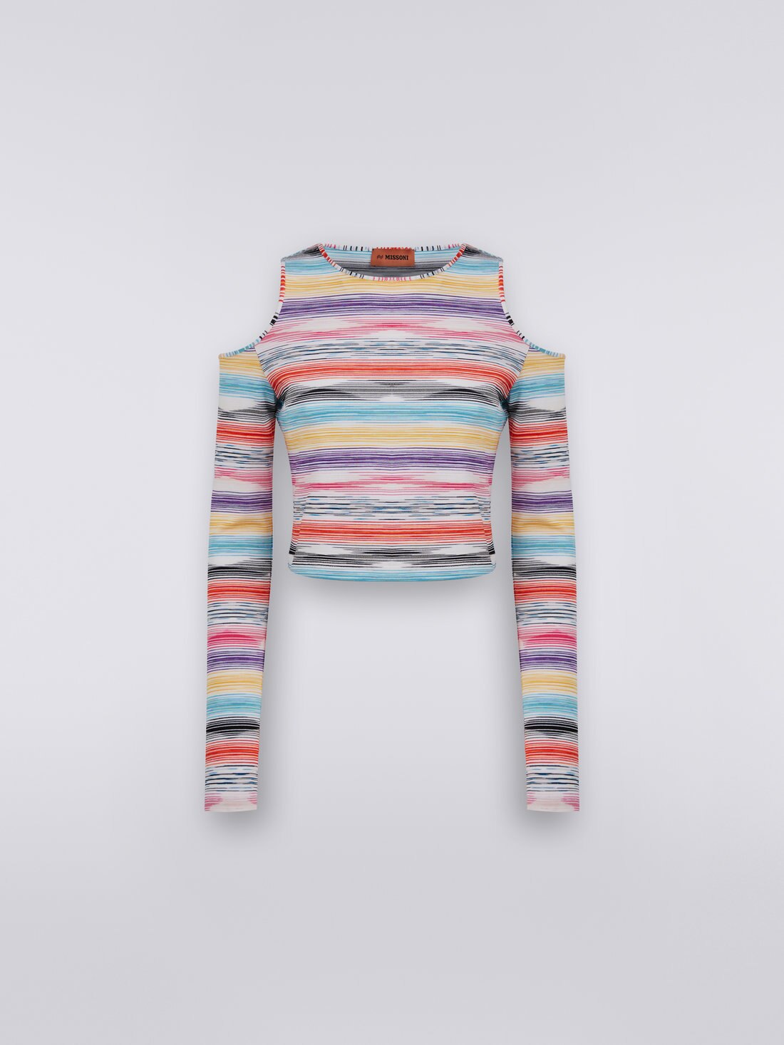 Camiseta de manga larga en algodón y viscosa a rayas, Multicolor  - 8051575732003 - 0