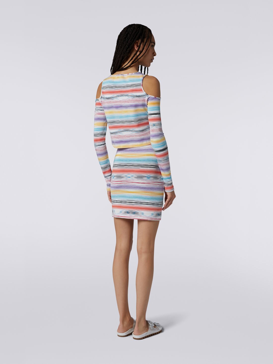 Camiseta de manga larga en algodón y viscosa a rayas, Multicolor  - 8051575732003 - 3