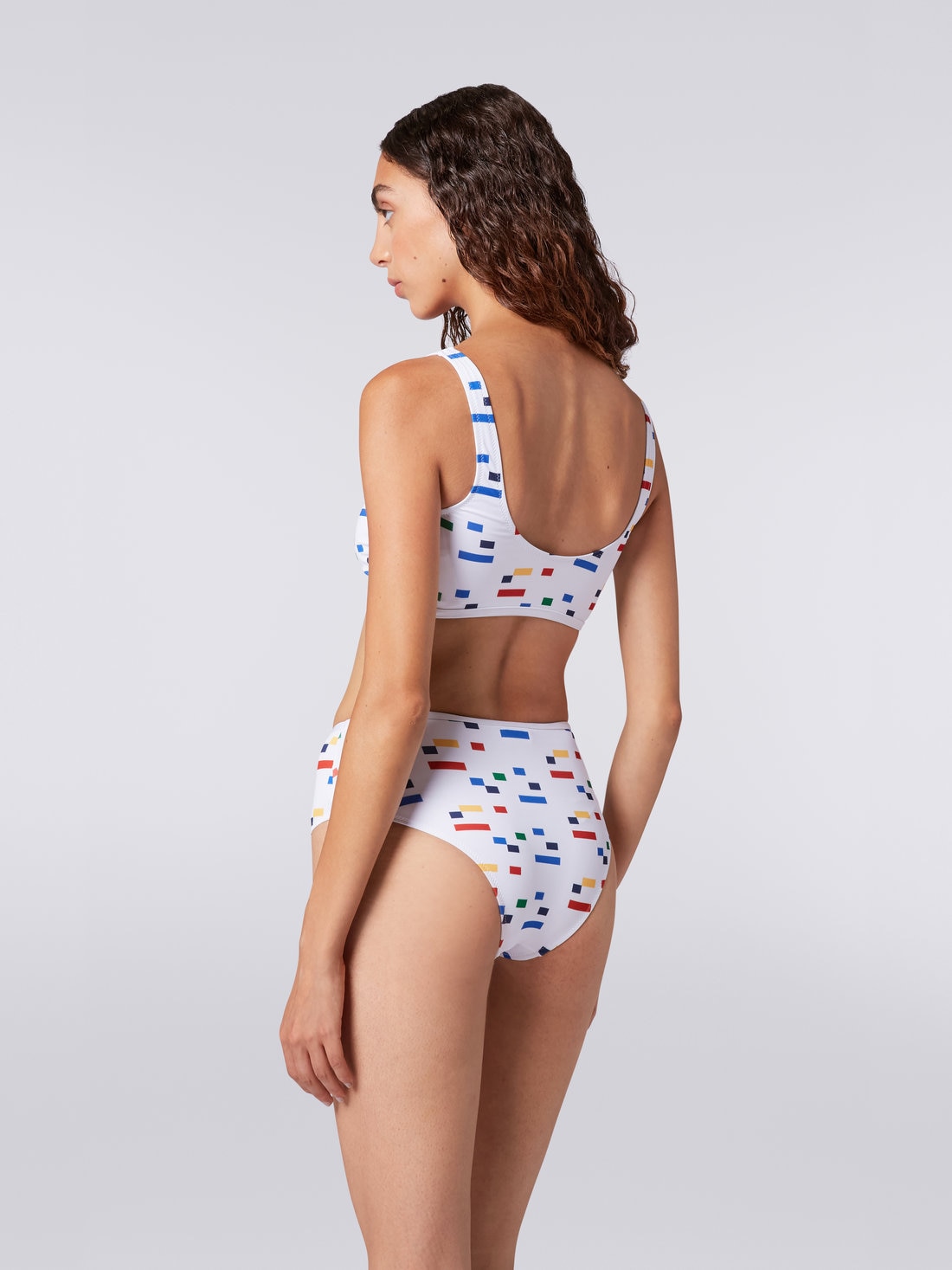 One-Piece Swimsuit Blue and White Technical Fabric