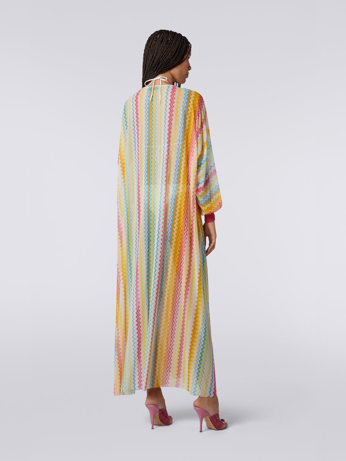 Langärmeliges langes Strandkleid, Mehrfarbig  - 8051575753893 - 3