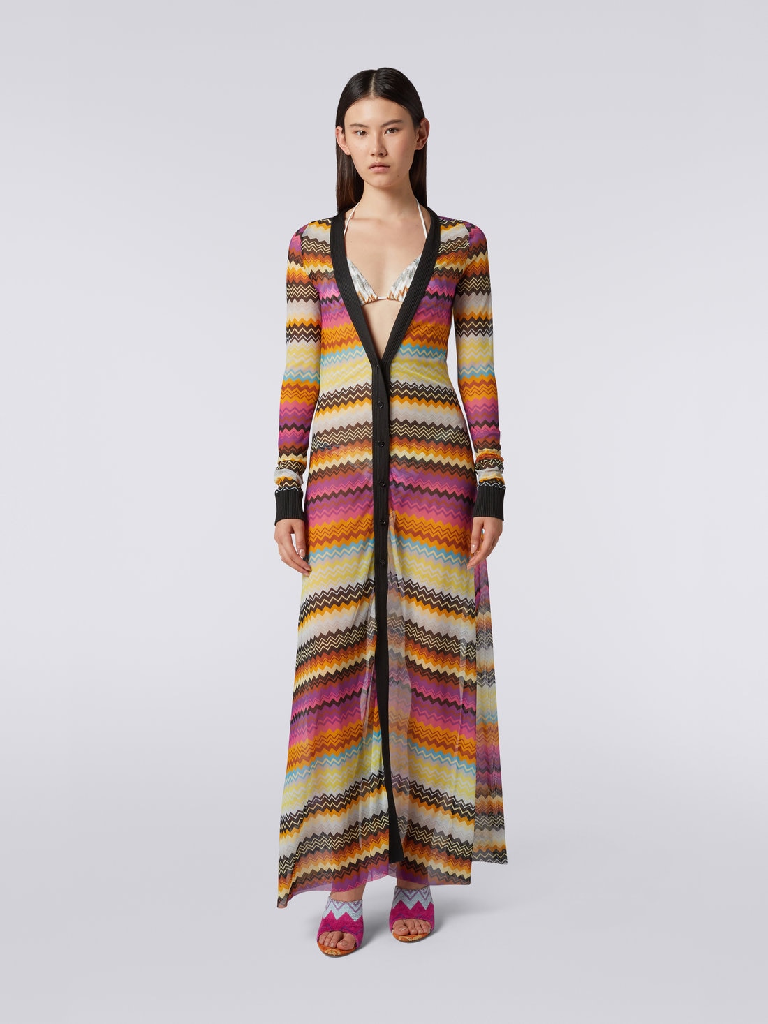 MISSONI★素敵！ジグザグ柄ウールコート ウールモッサ ロングチェスターコート(チェスターコート) | MK