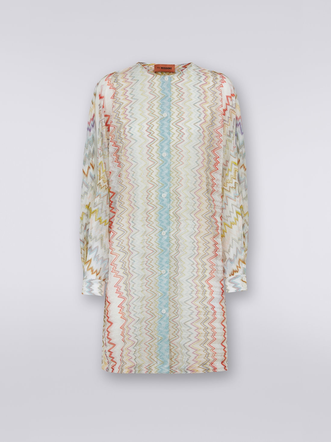 Silk cover up with open sleeves, Multicoloured  - MS23SQ07BR00JHSM8LH - 0