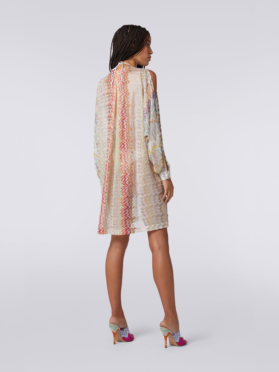 Silk cover up with open sleeves, Multicoloured  - MS23SQ07BR00JHSM8LH - 3