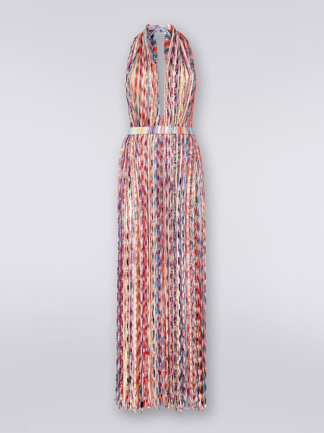Copricostume lungo a frange tubolari multicolore, Multicolore - 8051575736995 - 0