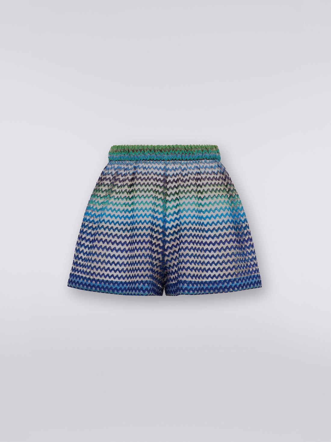 Tulle shorts with multicoloured zigzag, Blue - 0