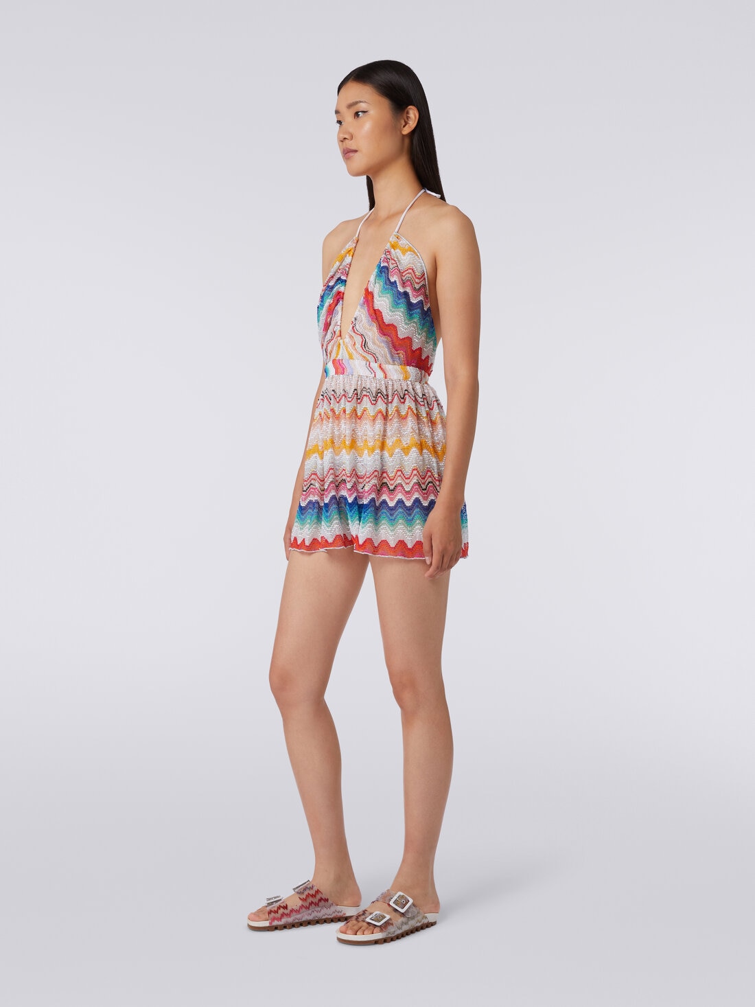 Wave motif romper with lurex, Multicoloured  - MS24SG02BR00TGSM99H - 2