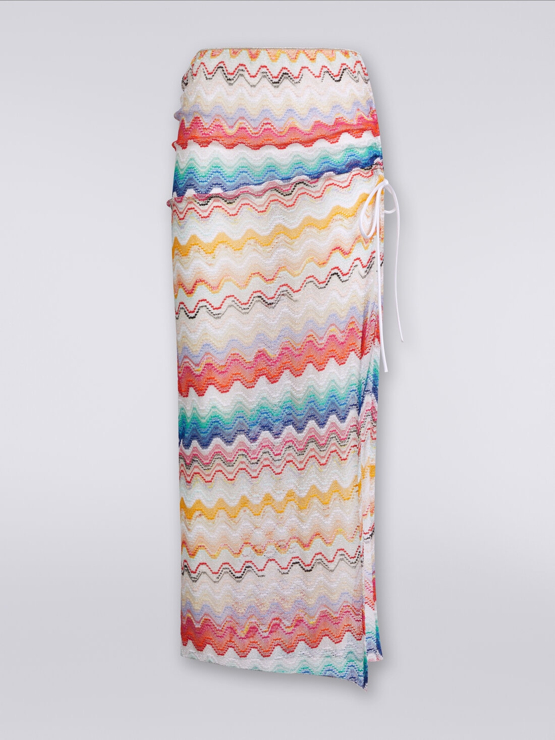 Long wrap-around wave motif skirt, Multicoloured  - MS24SH02BR00TGSM99H - 0