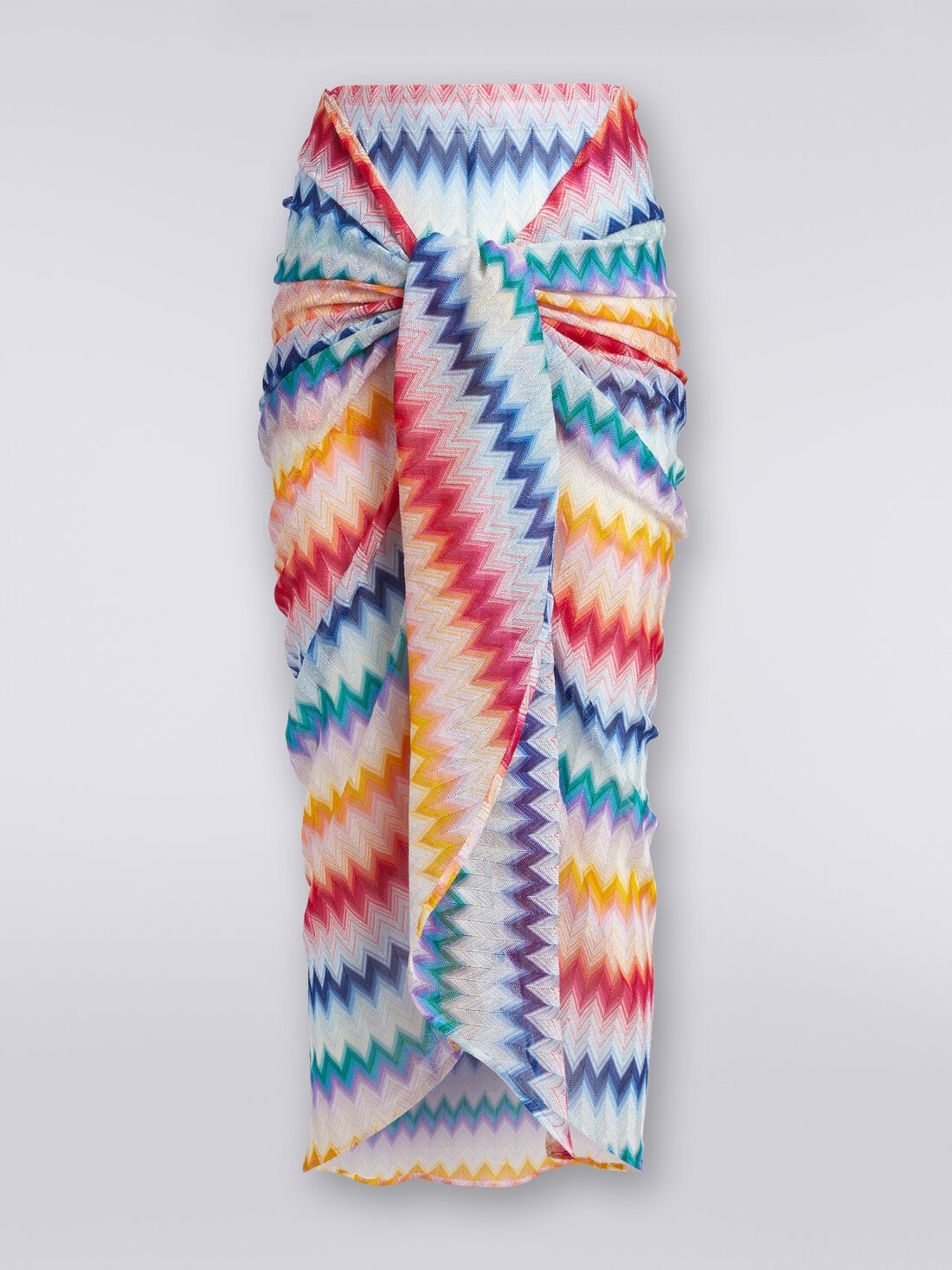 Jupe paréo à motif zig zag avec lurex, Multicolore  - MS24SH06BR00TFSM99G - 0