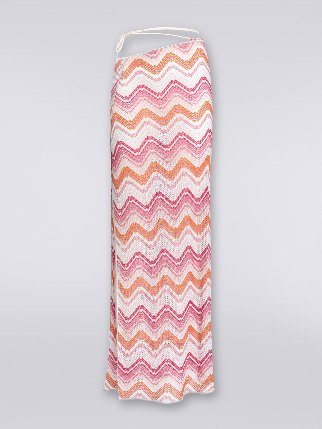 Long cover-up wrap-around skirt, Pink   - MS24SH0FBR00XKS30DC - 0