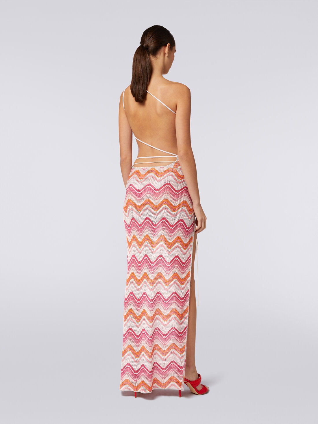 Long cover-up wrap-around skirt, Pink   - MS24SH0FBR00XKS30DC - 3