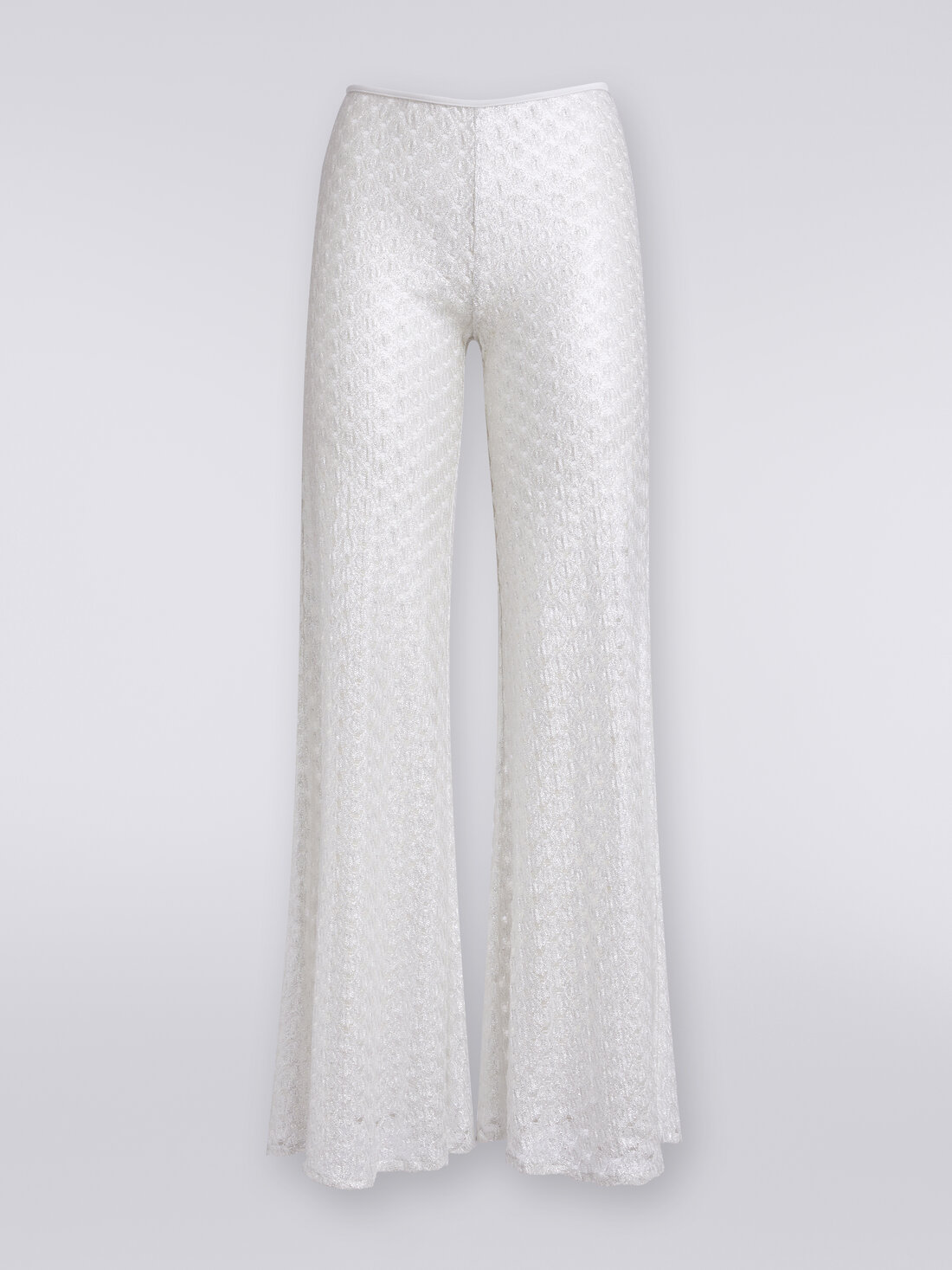 Pantalon de plage à effet dentelle avec ourlet évasé, Blanc  - MS24SI00BR00TC14001 - 0