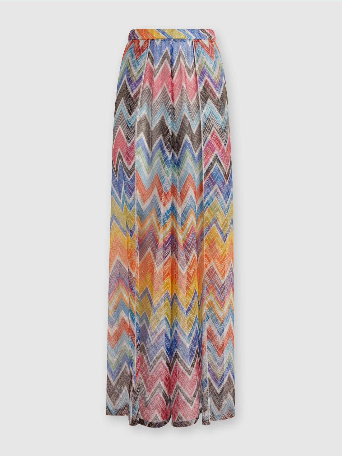 Palazzo trousers with zigzag print and lurex, Multicoloured  - MS24SI01BR00XGSM9D7 - 0