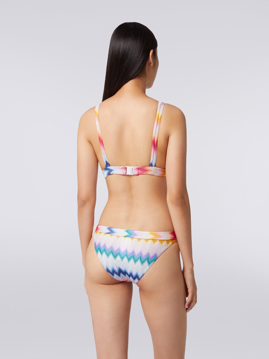 Bikini aus Viskose mit Zickzackmuster und Lurex, Mehrfarbig  - MS24SP0EBR00TFSM99G - 3