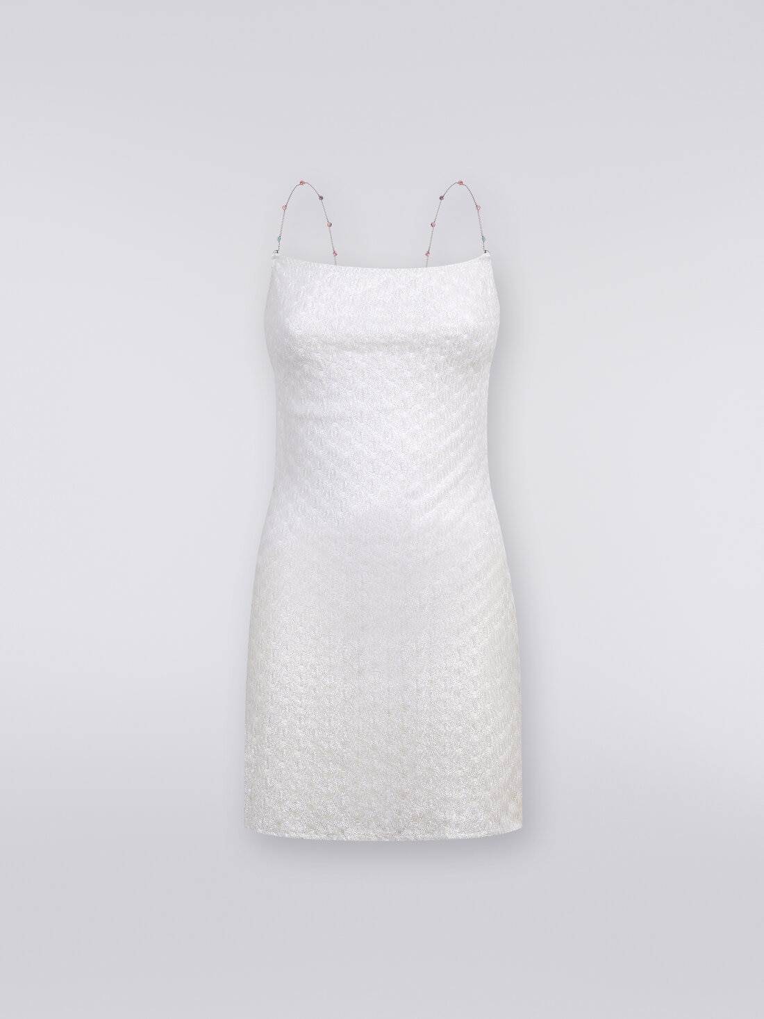 Robe de plage à effet dentelle et bretelles en chaînes et pierres, Blanc  - MS24SQ00BR00TC14001 - 0