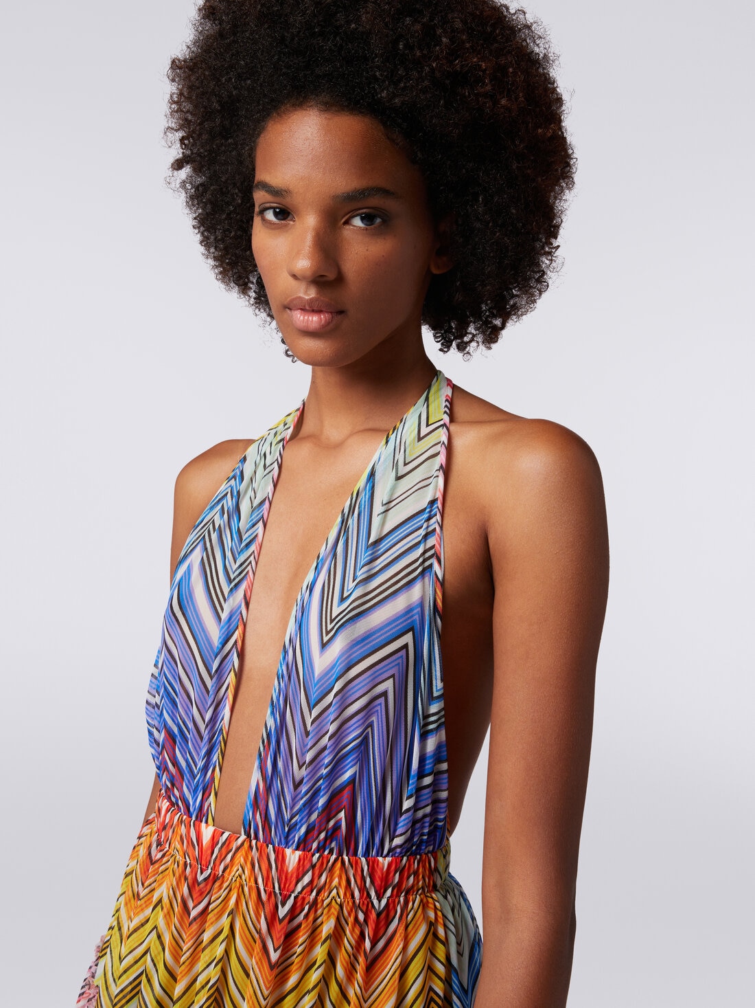 Short cover up in zigzag print tulle, Multicoloured  - MS24SQ02BJ00HOS4157 - 4