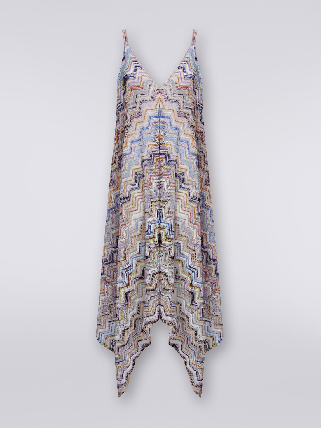 Caftan long en crochet à zig zag avec lurex, Multicolore  - MS24SQ0DBR00TISM99J - 0