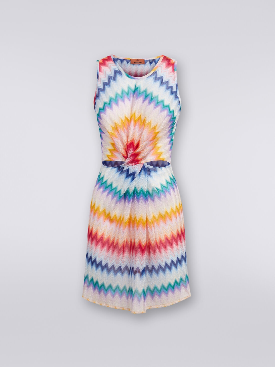 Short cover up with torchon neckline and zigzag print, Multicoloured  - MS24SQ0ZBR00TFSM99G - 0