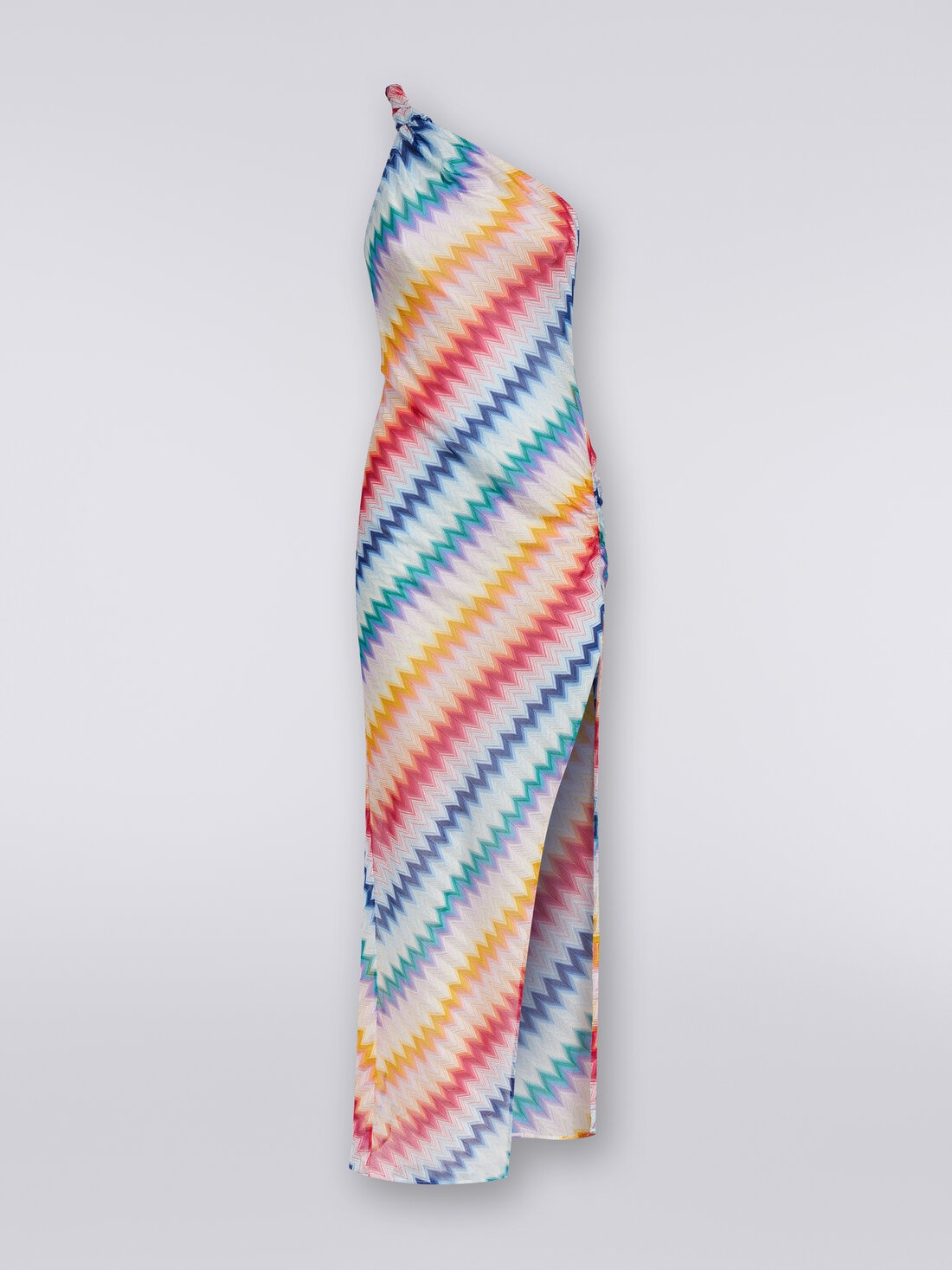 Long one shoulder cover up with zigzag print Multicoloured Missoni