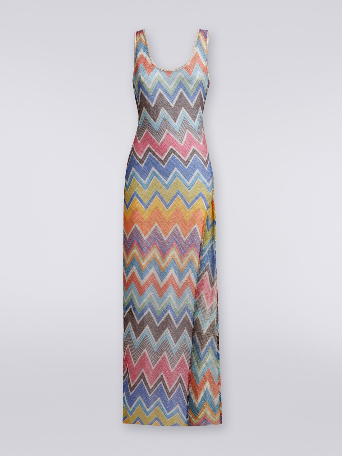 Long cover-up with zigzag print and lurex, Multicoloured  - MS24SQ1LBR00XGSM9D7 - 0